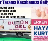 Kanser Tarama Ekibi Yarın Kasabamız Sağlık Ocağına Geliyor!