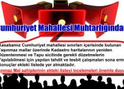 Cumhuriyet Mahallesi Sınırları Askı Listesi